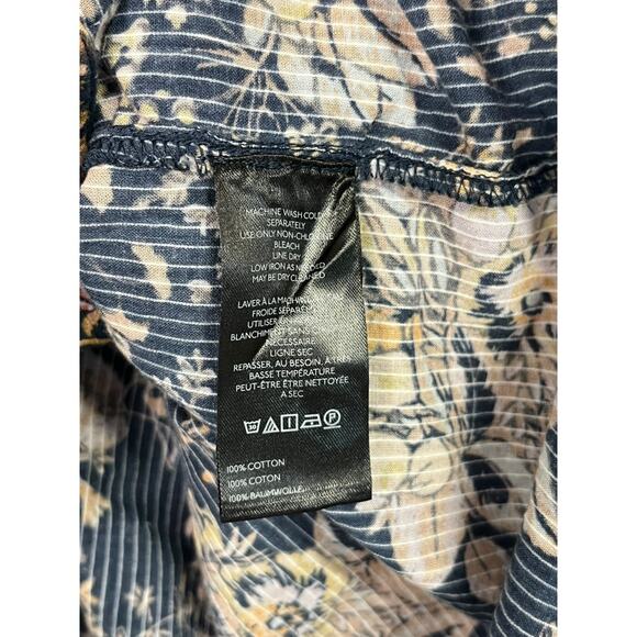 Anthropologie Pilcro Top Womens Large Blue Cottagecore Floral Sheer Peasant Boho - Picture 7 of 11